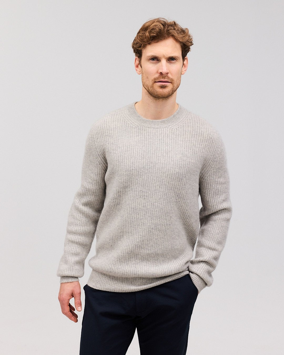 RAGNAR cashmere crewneck Light grey - Nordic Weaving