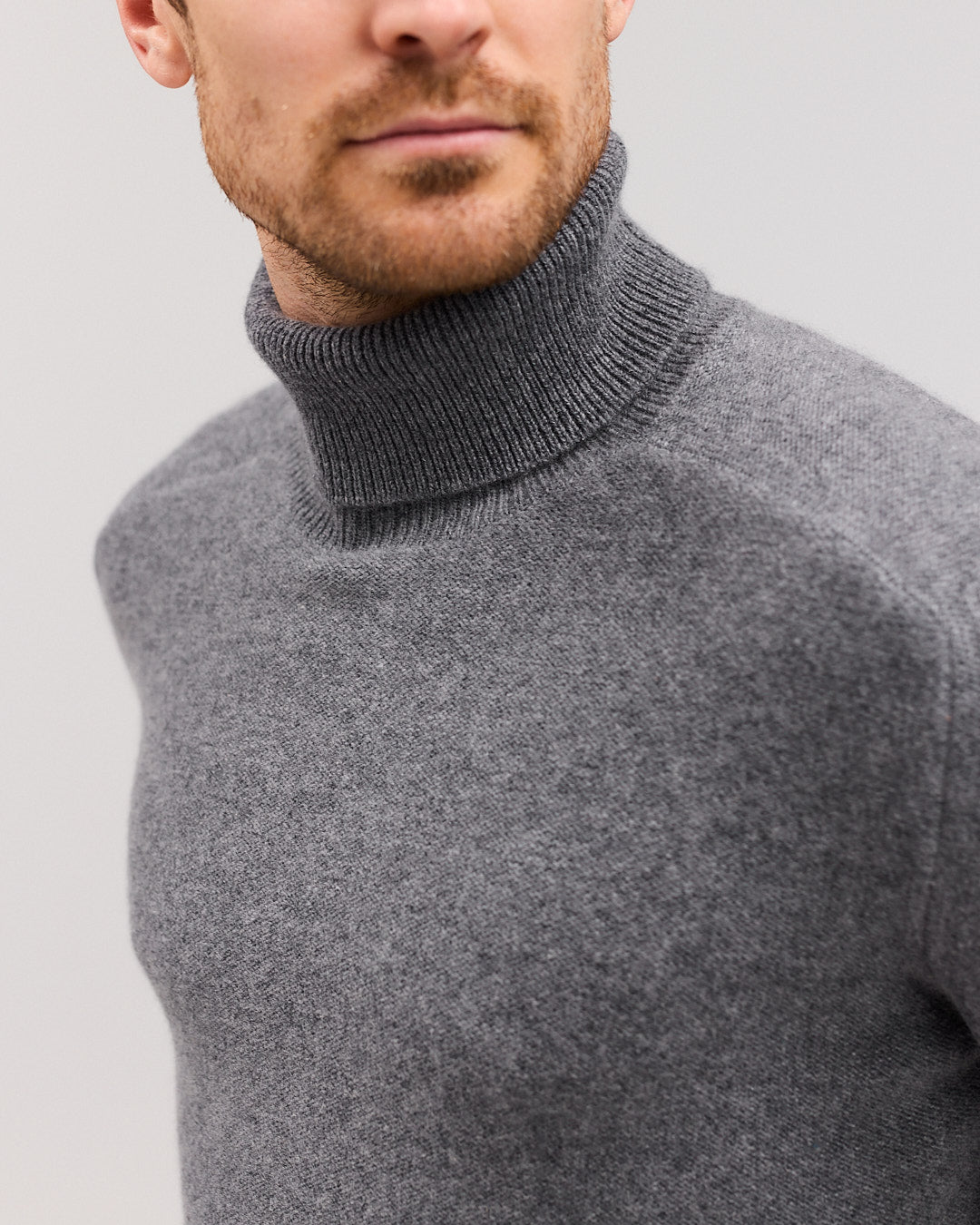 SIGURD cashmere roll neck Grey - Nordic Weaving