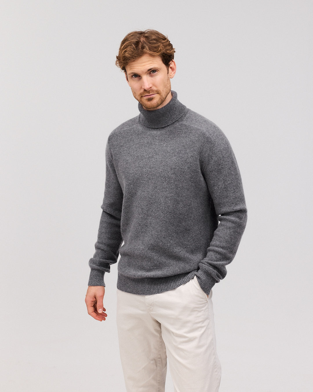 SIGURD cashmere roll neck Grey - Nordic Weaving