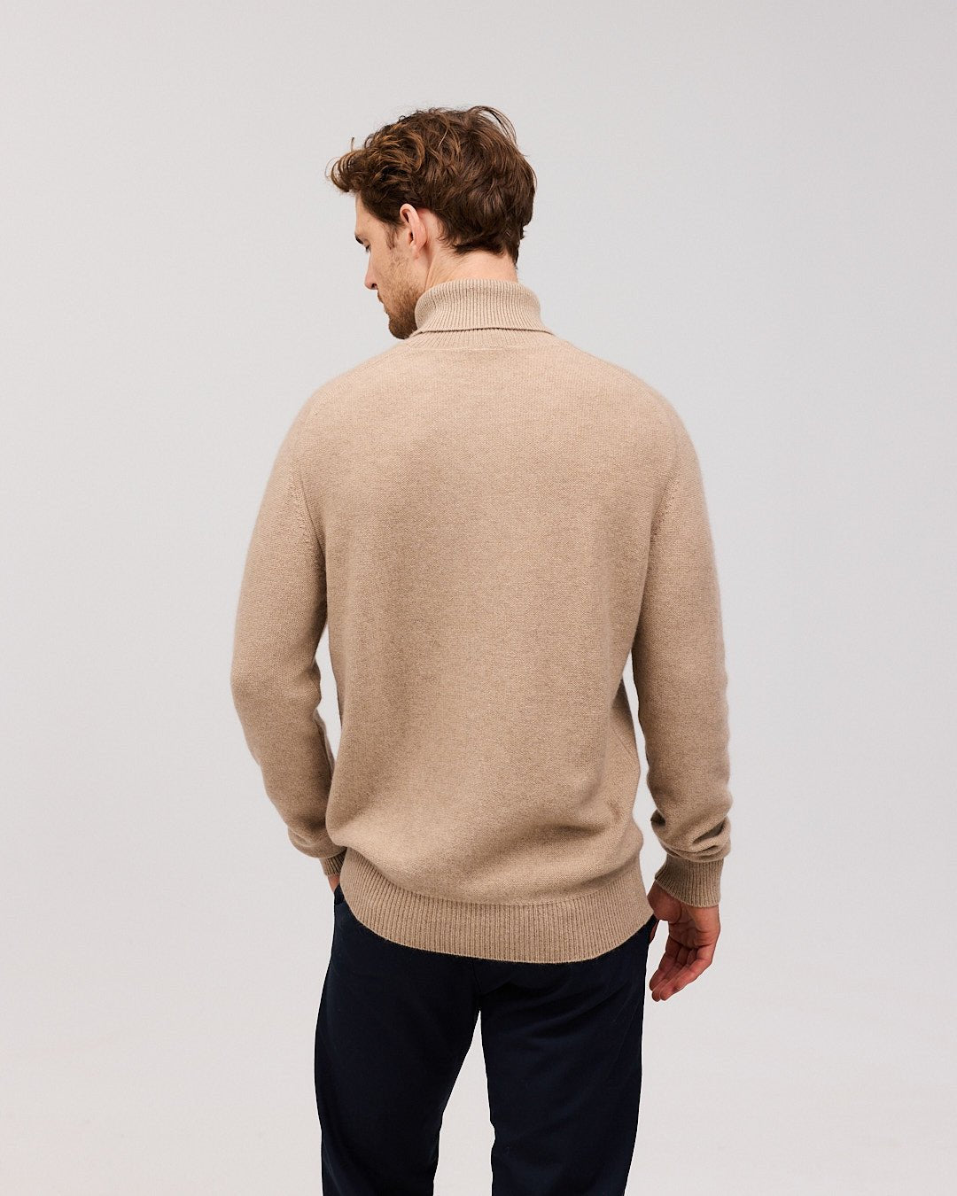 SIGURD cashmere roll neck Sand Melange - Nordic Weaving