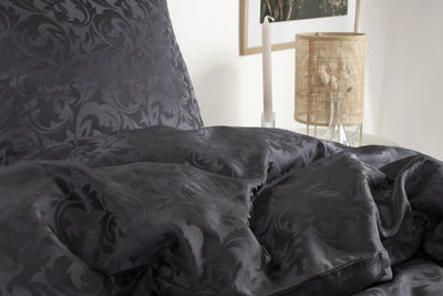 Produktbillede af dobbelt silkesengetøj Jacquardvævet mørk grå 