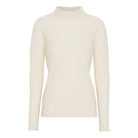 Produktbillede af Mathilde ribstrikket cashmere bluse neutral white