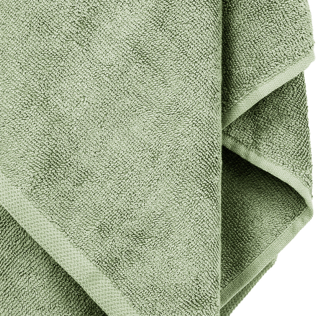 closeup af bambushåndklæde i oliven grøn